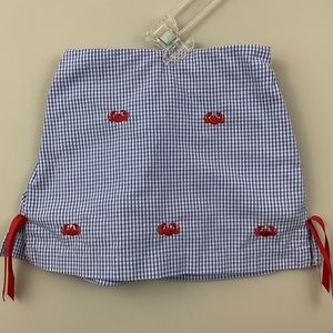 K & L skort- blue gingham with crabs